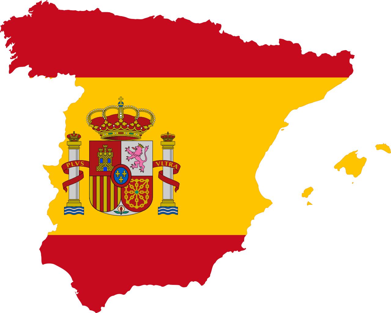スペイン国旗の地図 内部の国旗が付いているスペインの地図